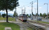 Die Haltestelle der SL 11 am Depot Krasna Poljana ist nur schmalspurig. Dann kommt das Regelspurgleis der SL 22 dazu. Nikola-Muschanow-Boulevard am 13.09.2015